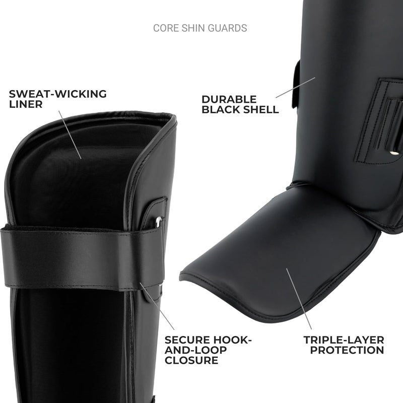 Tigear Core Shin Guards – MMA Martial Arts Shin Guards for Muay Thai & Kickboxing Sparring and Training | Premium, Lightweight | Professional Protection for Men, Women, Kids - Image 2